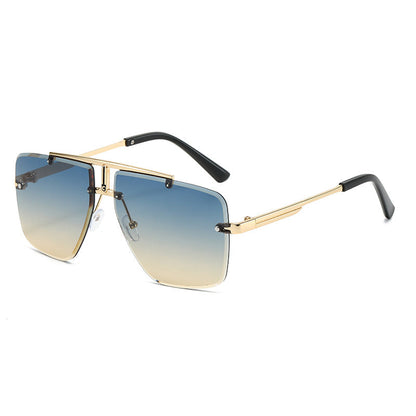 Retro Square Frame Unframed Sunglasses for Men