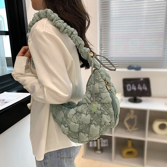 Chic Puffed Women's Shoulder Bag Trendy Nylon Crossbody Bag