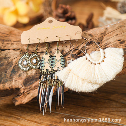 Colorful Bohemian Tassel Earrings Handmade Zinc Alloy Jewelry