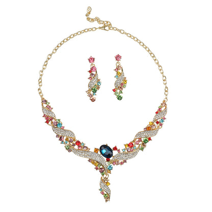Trendy Colorful Pendant Necklace and Earring Set