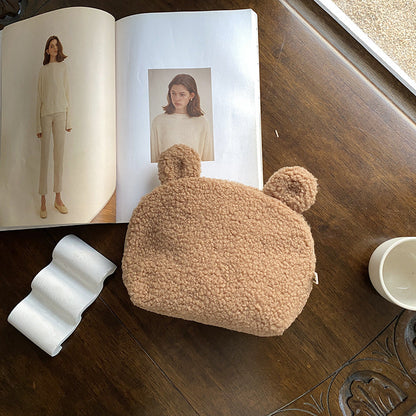 Cute Plush Makeup Bag Large Capacity Portable Shell Storage Bag