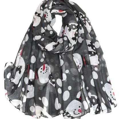 Christmas Theme Cartoon Print Silk Scarf