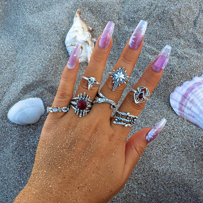 Halloween Gothic Skull Vintage Rings Punk Spider Snake Animal Ring Set