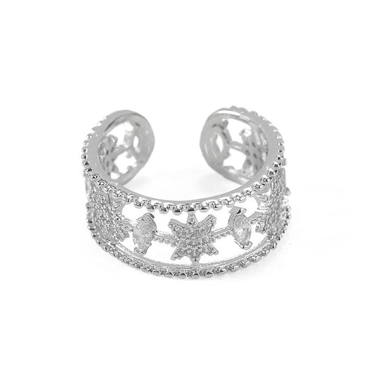 Trendy Hollow Out Zircon Star Adjustable Ring