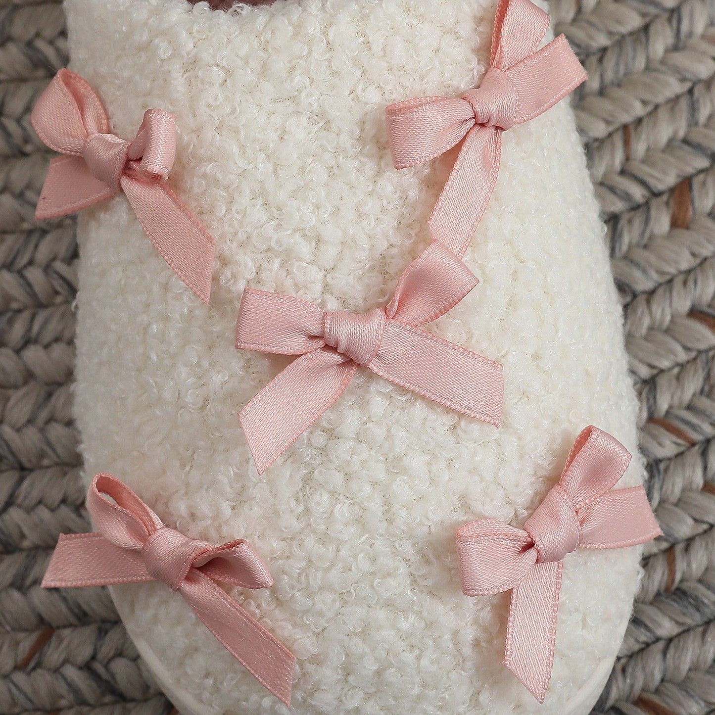 Bow Knot Plush Warm Winter Indoor Slippers