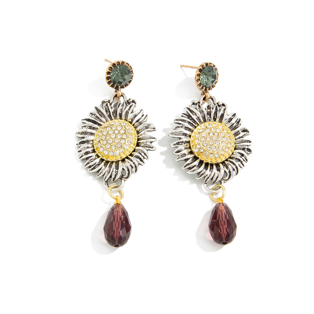 Bohemian Floral Resin Earrings Vintage Geometric Design