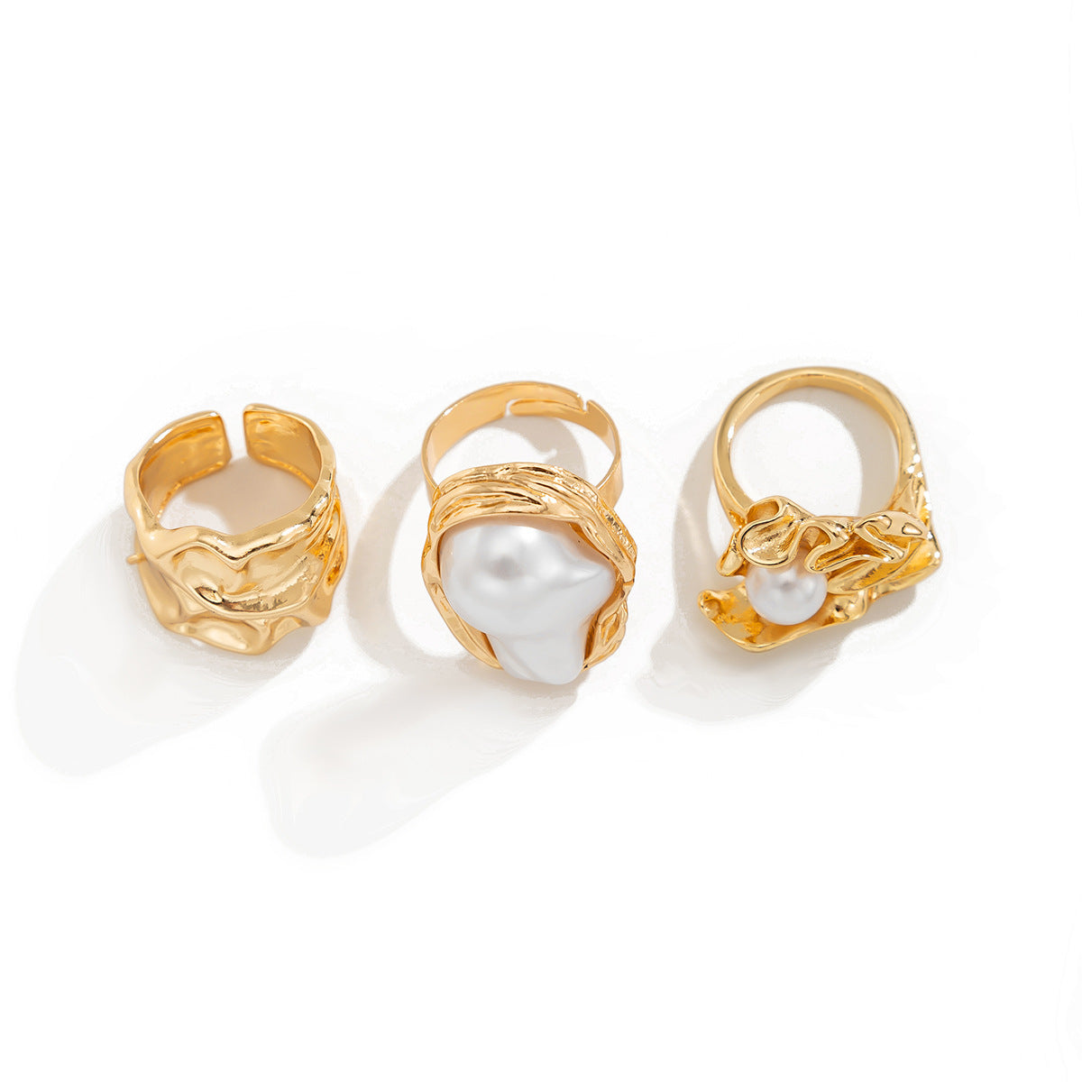 Geometric Open-Cable Ring With Baroque Pearl