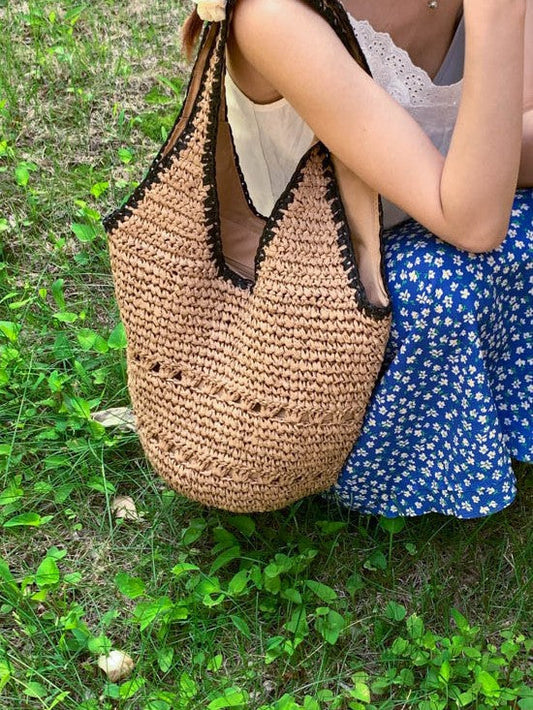 Women's Trendy Straw Shoulder Bag Casual Beach Tote