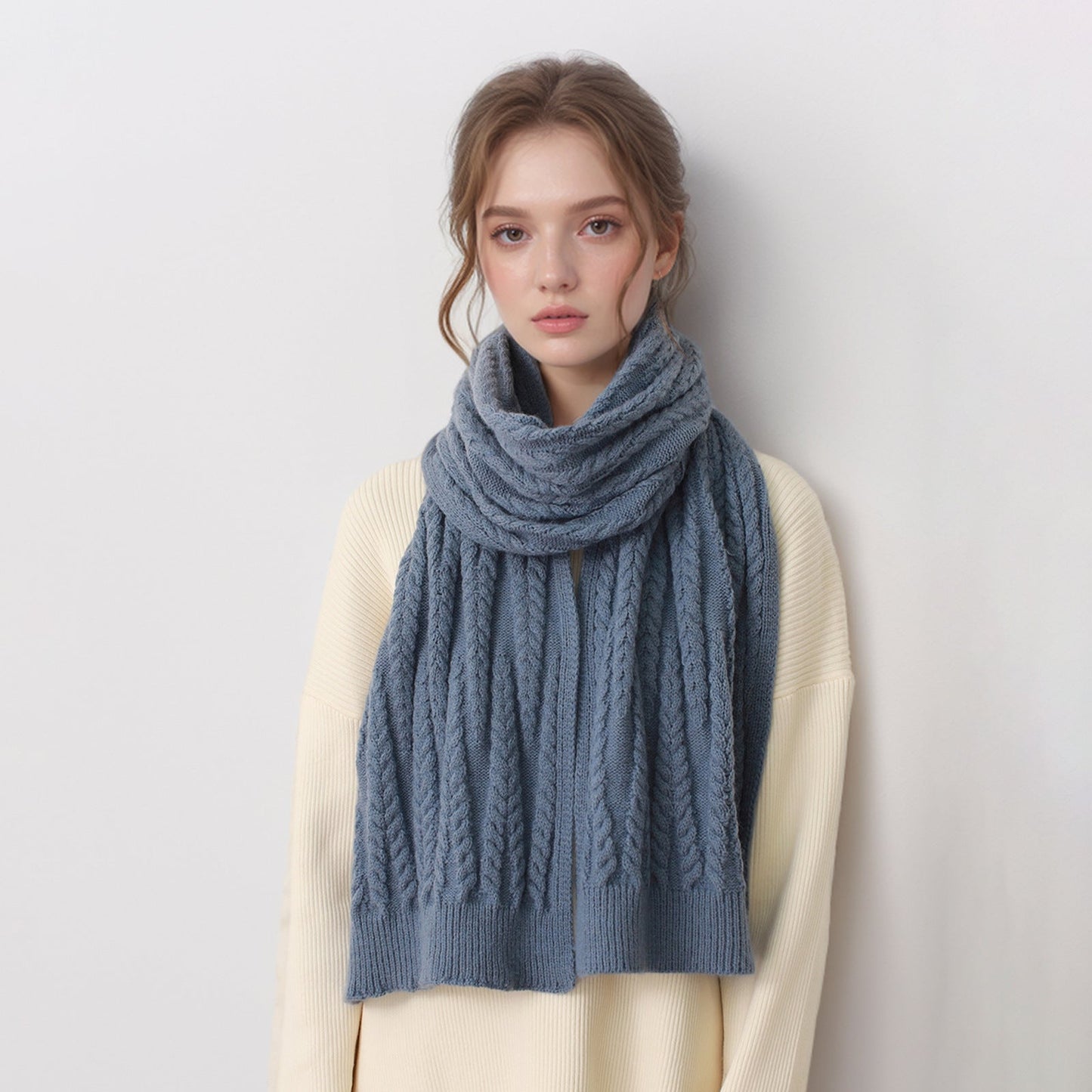 2+ Solid Color Twist Knit Scarves