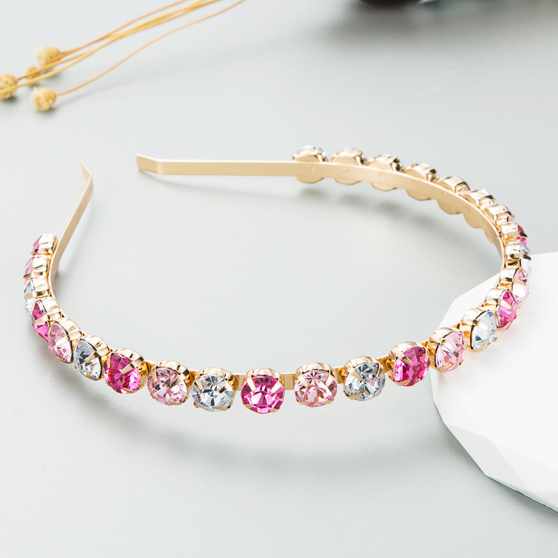 Baroque Gold Metal Headband With Colorful Rhinestones