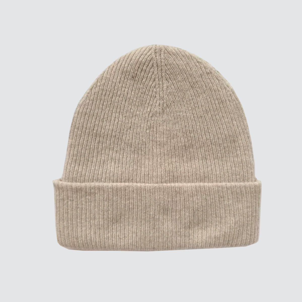 Double-Layer Cashmere Blend Knit Beanie Hat for Men and Women