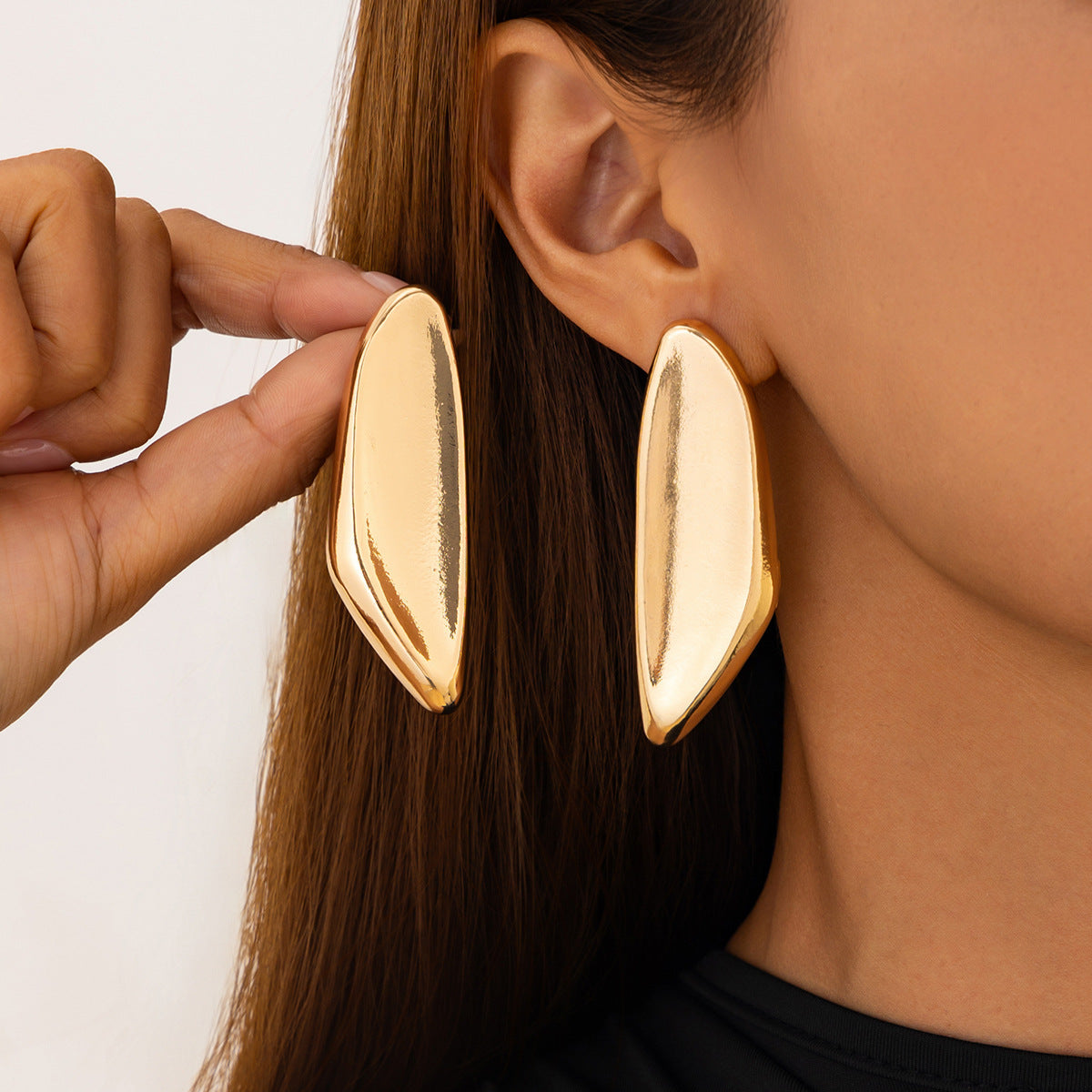 Geometric Heart-Shaped Metal Earrings For Women
