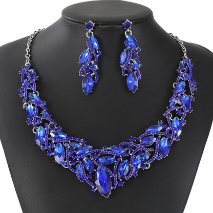 Crystal Gemstone Necklace and Earring Set with Floral Design for Elegant Occasions