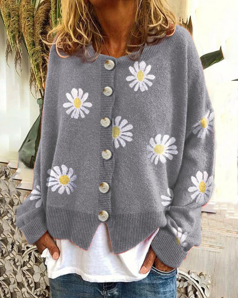 Autumn And Winter New Sweater Ladies Embroidered Knitted Cardigan Sweater