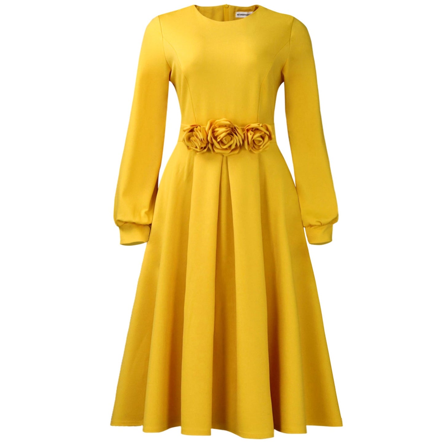African Floral A-Line Dress Elegant Casual Long Sleeve