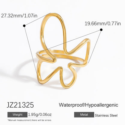 Open Adjustable Titanium Steel Ring for Women - Geometric Design