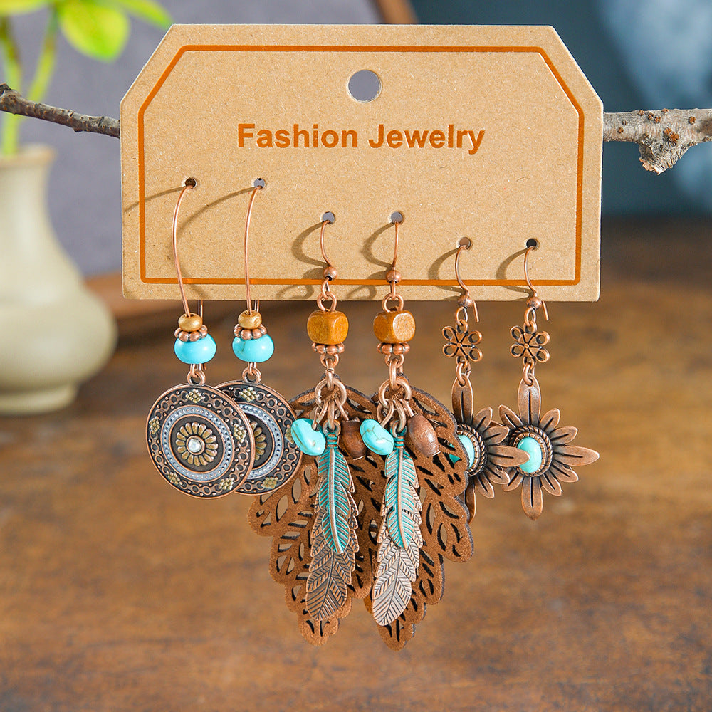 Bohemian Vintage Earring Set Stylish Casual Jewelry
