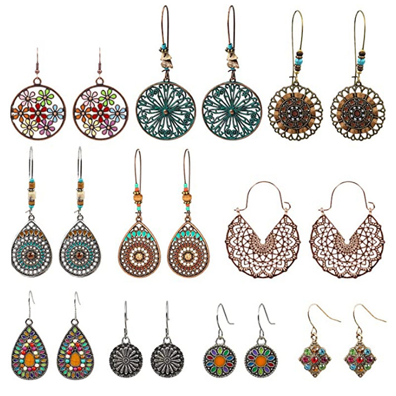 Bohemian Style Hollow Circle Drop Earrings for Women