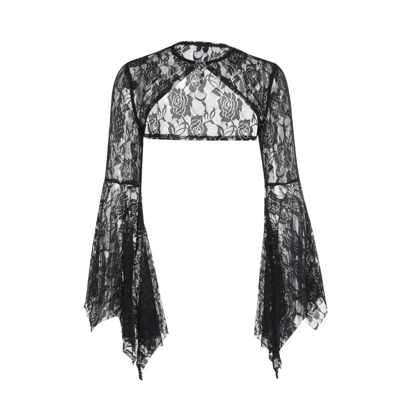 Batwing Sleeve Lace Open Blouse for Women
