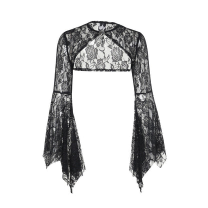 Batwing Sleeve Lace Open Blouse for Women