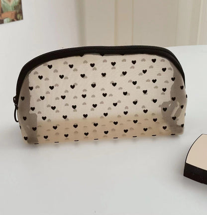 Heart Velvet Cosmetic Bag Multi-Function Portable Storage Pouch