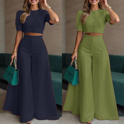 Elegant Casual T-Shirt and Long Pants Set