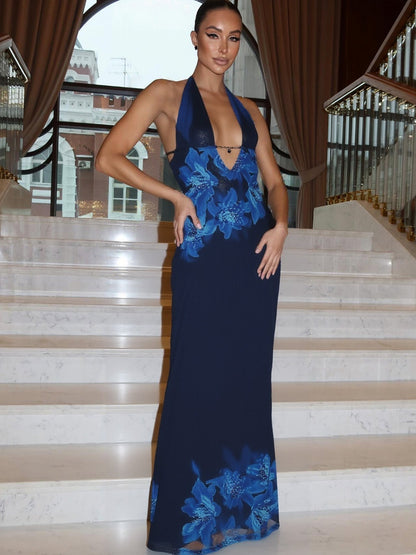 Trendy Sexy Backless Maxi Dress with Cutout and Tie