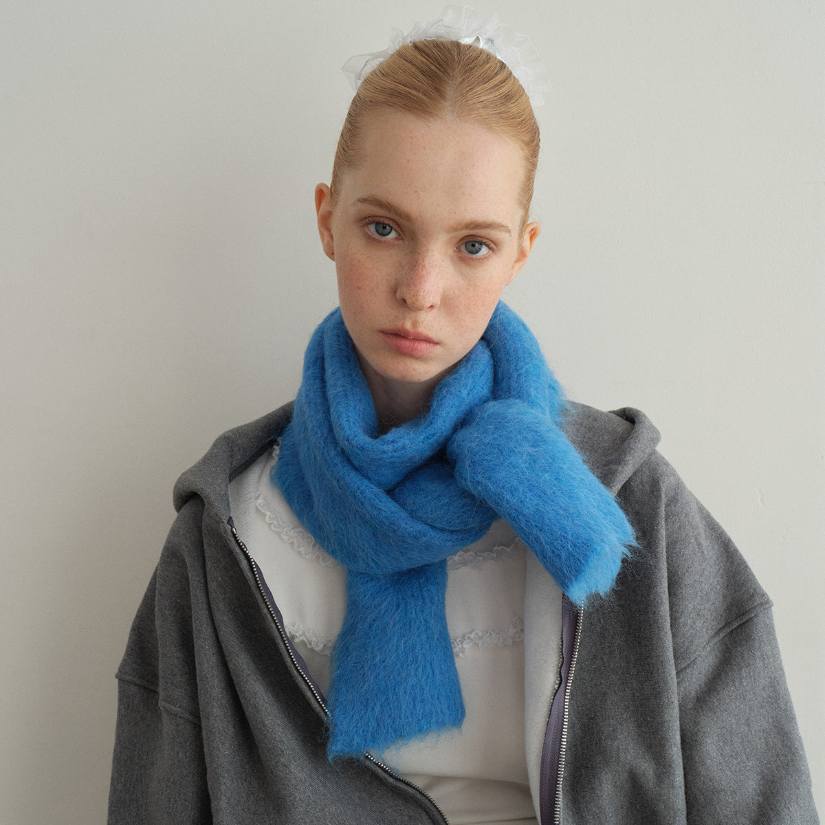 Classic Solid Knit Alpaca Scarf for Women