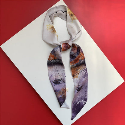 Silk Scarf Long Silk Scarf Braided Hair Tied Bag With Gift Spinning Literature And Art