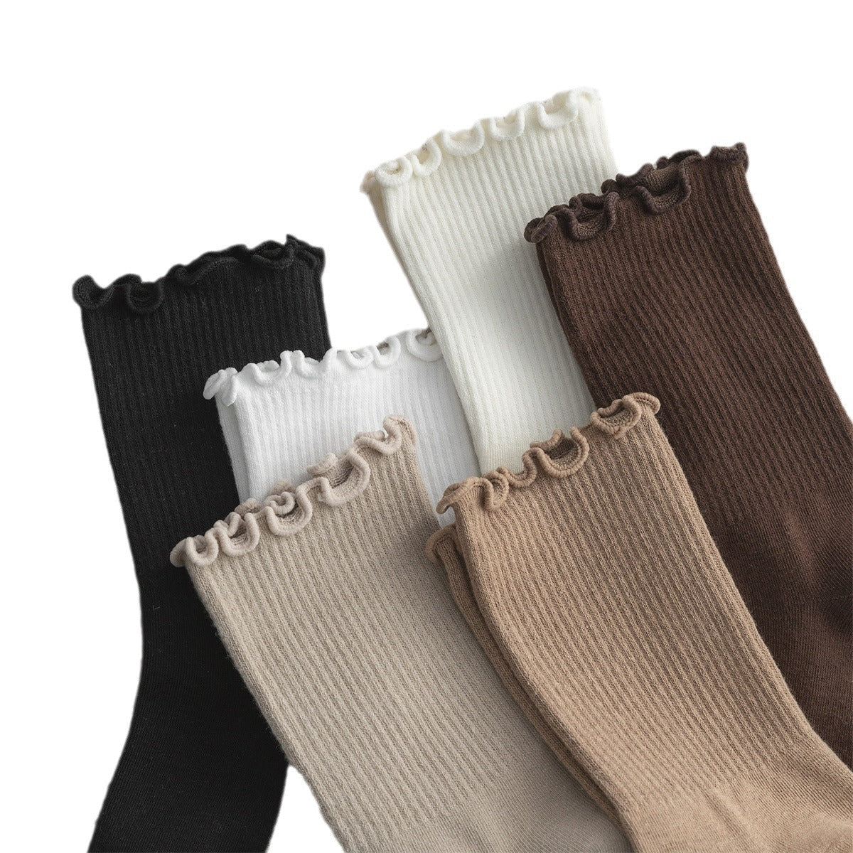 Flounce Solid Color Simple Sweet Socks