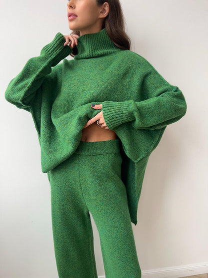Loose High Collar Knit Sets