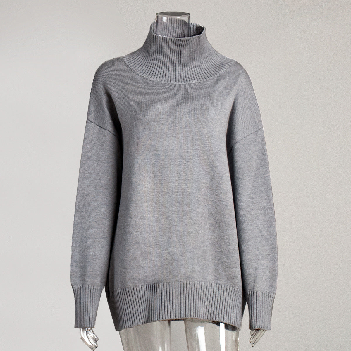 Winter High Neck Solid Color Knit Sweater