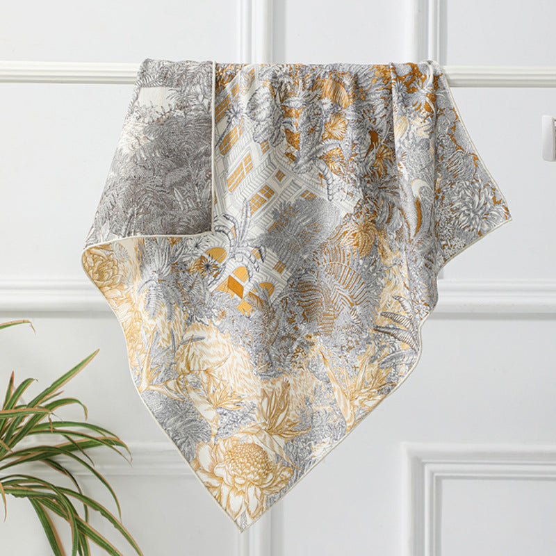 Double Sided Print Soft Square Silk Scarf