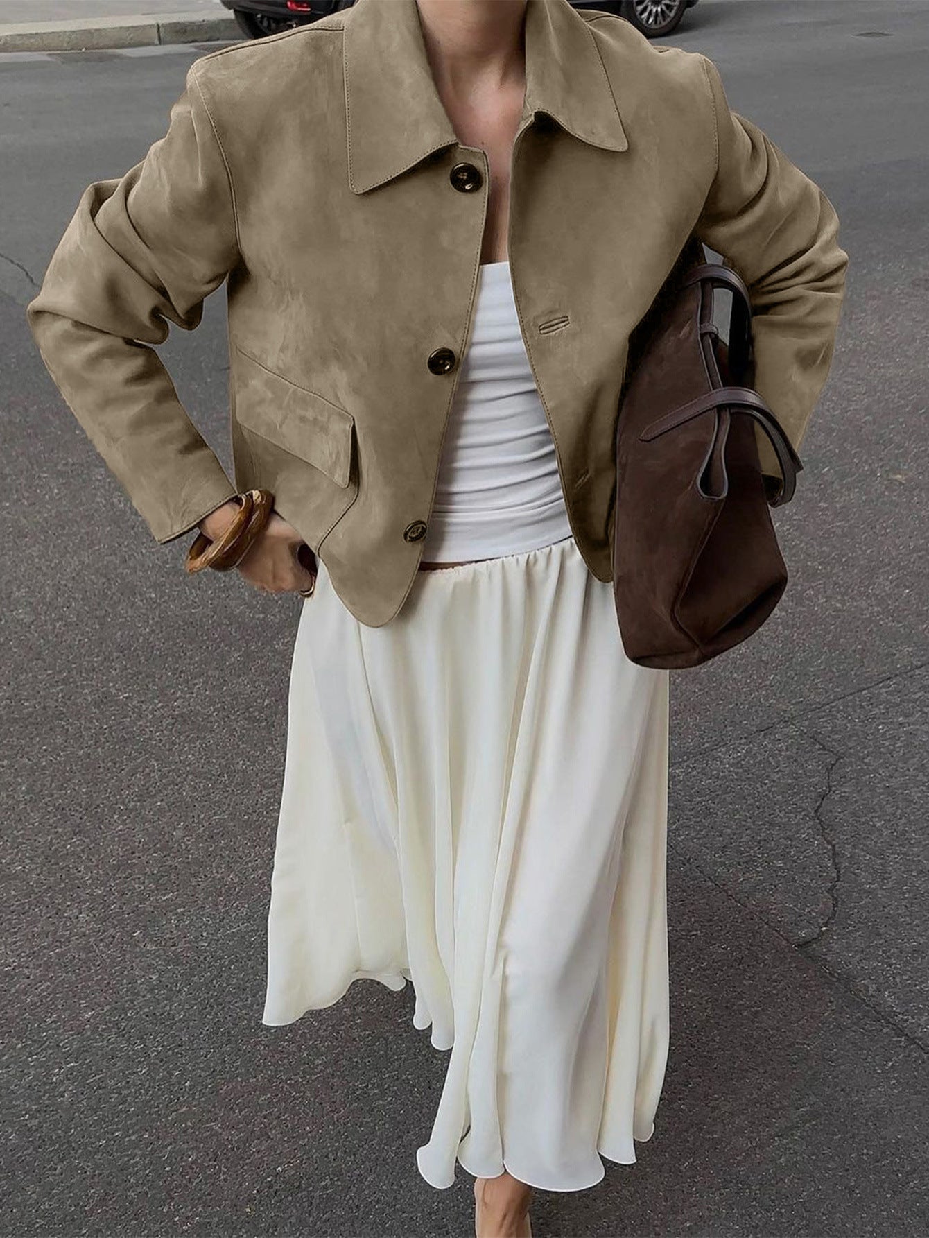 Casual Button-Up Solid Color Jacket for Women