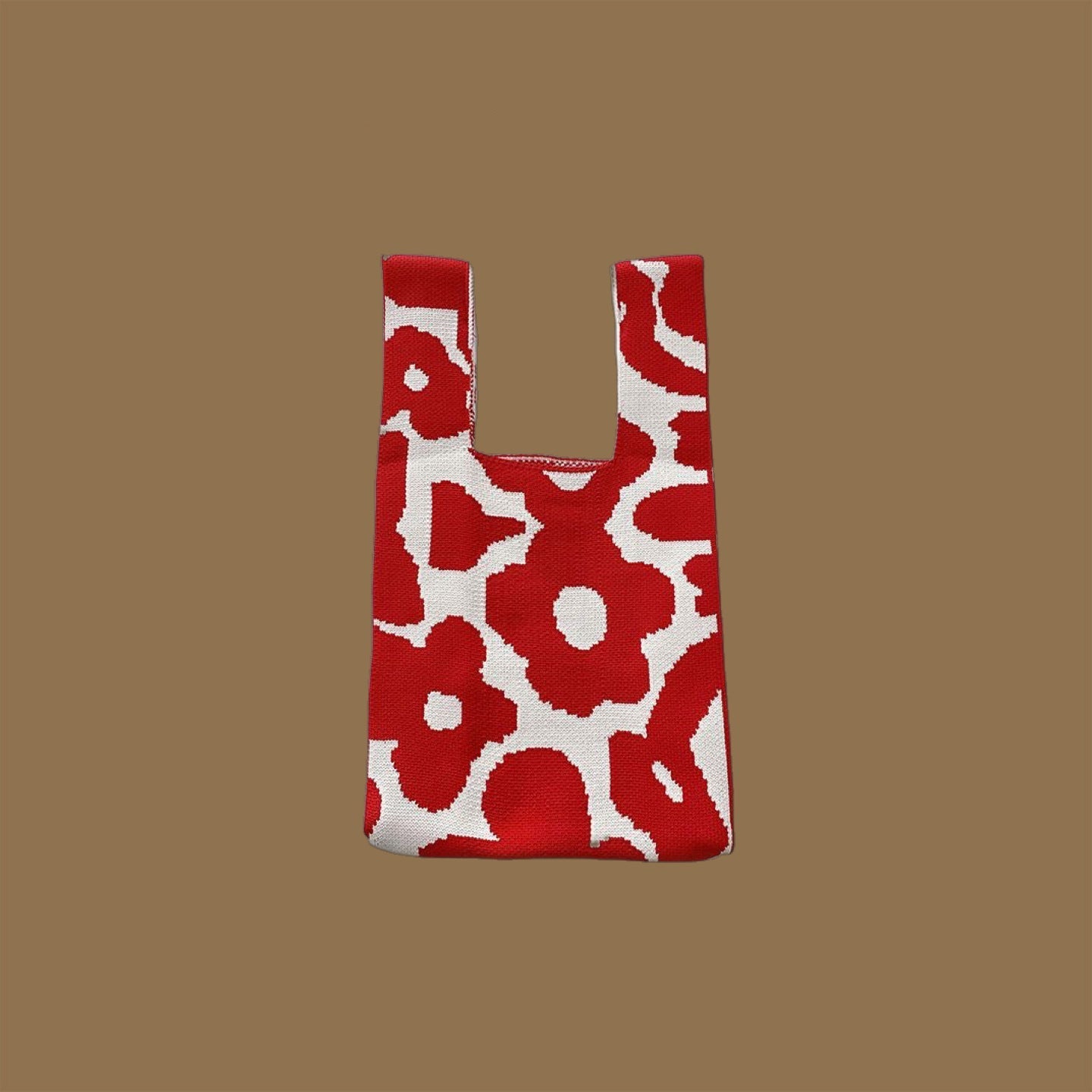 Trendy Cartoon Floral Knitted Tote Bag for Women