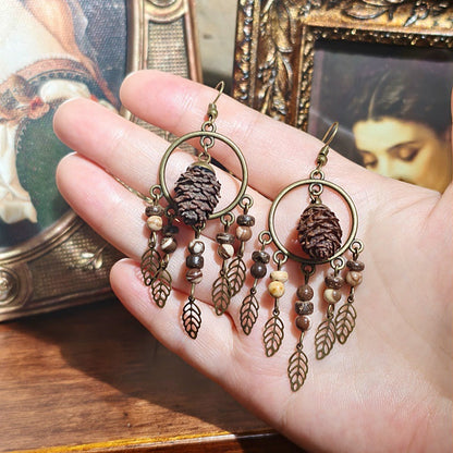 Vintage Inspired Leaf Tassel Earrings Alloy Statement Jewelry