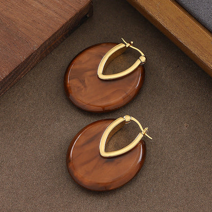 Fashionable Geometric Resin Hoop Earrings For Elegant Occasions