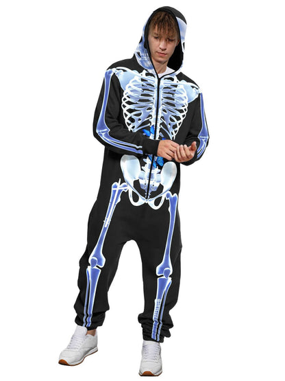 Graphic Skeleton Print Loose Fit Jumpsuit for Halloween