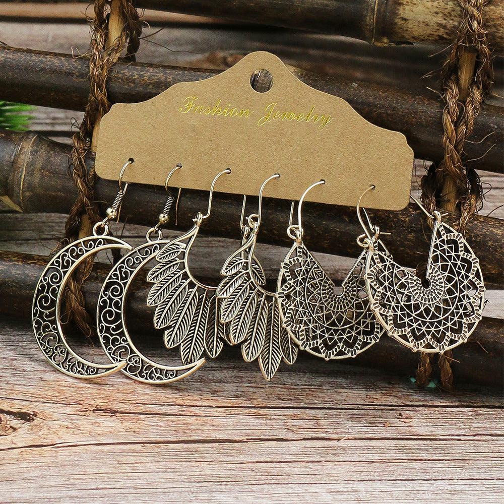 Vintage Geometric Alloy Earrings Set for Women