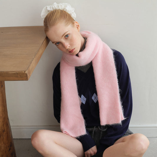 Solid Color Alpaca Wool Blend Scarf for Women