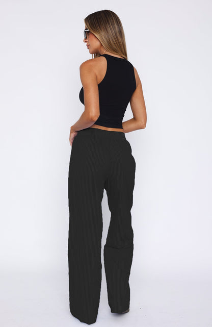 Simple Striped Casual Straight Leg Pants