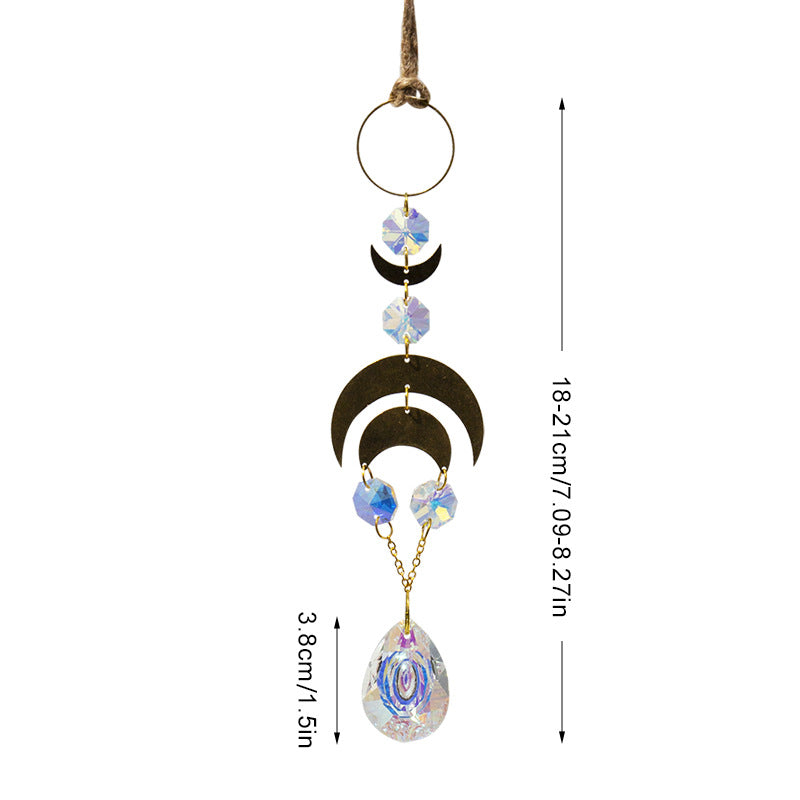 Gold Moon Hanging Colorful Crystal Decoration