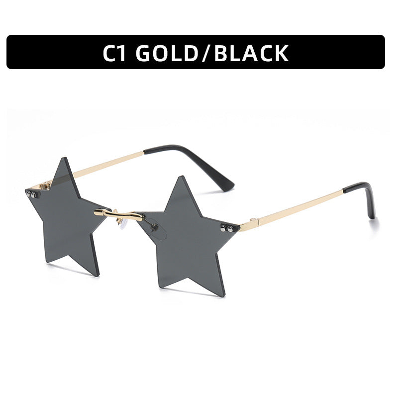 Fashionable Frameworkless Star-Shaped Sunglasses Punk Style