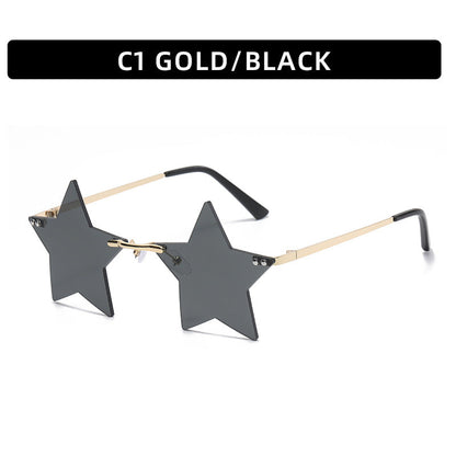 Fashionable Frameworkless Star-Shaped Sunglasses Punk Style
