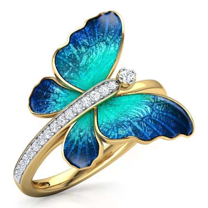 New Creative Butterfly Ring Fashion Insect Ladies Personality Ring