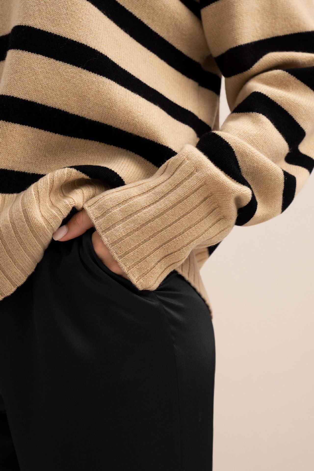 Winter Polo Collar Striped Knit Pullover Sweater