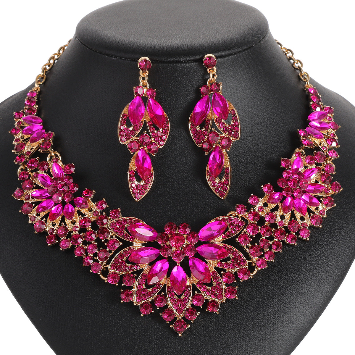 Vintage Floral Leaf Necklace Set for Women - Luxurious Jewelry