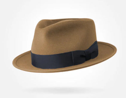 Classic Wool Felt Fedora Hat for Autumn and Winter