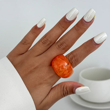 Colorful Resin Rings Geometric Design For Women
