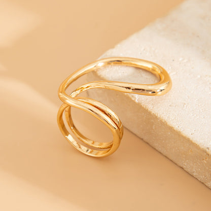 Trendy Irregular Metal Bracelet Set Stylish Open Cuff